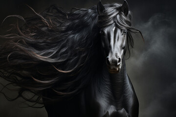 Obraz na płótnie Canvas portrait of a black horse