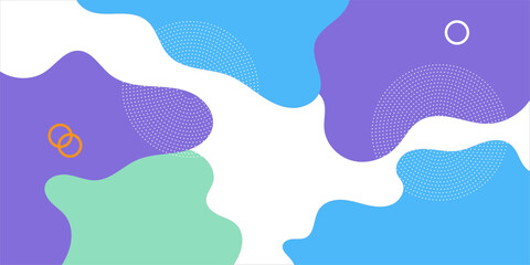 Fototapeta premium abstract geometricwave shape and Memphis pattern background. Color wave template presentation design