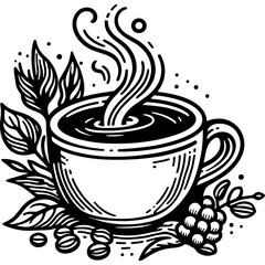 Coffee mug black and white icon