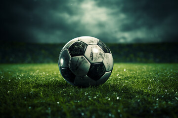 Fototapeta premium soccer ball on green grass