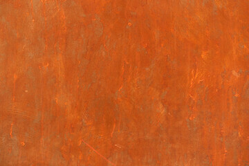 orange rust stains on weathered steel plate or yellow iron table and old brown metal wall from...