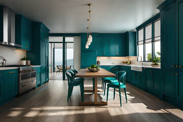 Luxury modern and vintage turquoise interior