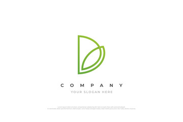 Letter D Leaf Nature Logo Design Vector