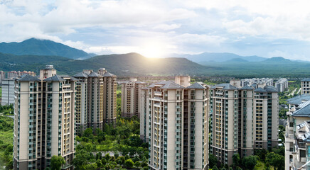 The exterior of modern apartment buildings