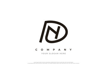 Initial Letter ND or DN Logo Design Vector