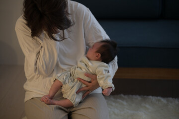 Night crying response No face of baby and mother Postpartum depression and other depressing images...