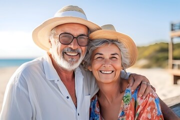 Obraz premium american old couple at the beach