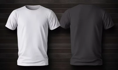 Fotobehang T - shirt mockup. White blank t - shirt front and back views. male clothes wearing clear attractive apparel tshirt models template, Generative AI © Planetary Artist