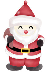 cartoon santa claus holding a gift bag It is a symbol of the Christmas festival.