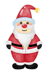 Cute cartoon Santa Claus standing and smiling happily on Christmas Day.