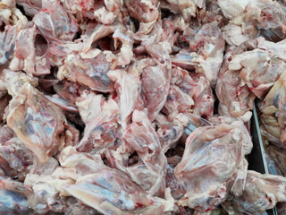 Raw chicken carcasses
