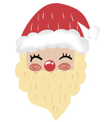 Santa Claus cartoon face smiling happily and wear a red hat to welcome Christmas.