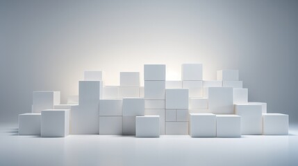A bunch of white cubes stacked on top of each other. Generative AI.