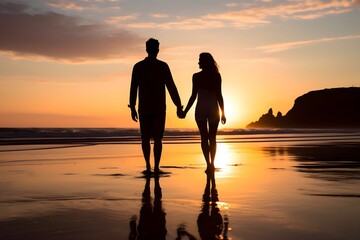 american young couple at the beach