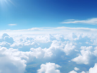 Fototapeta na wymiar Cloudy blue sky abstract background, blue sky background with tiny clouds