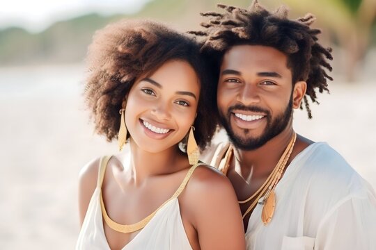 african american old couple at the beach