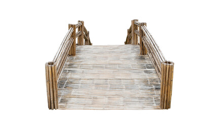 ฺBackground and textured of Bridge built from bamboo materials. Curved bridge for crossing small rivers. 