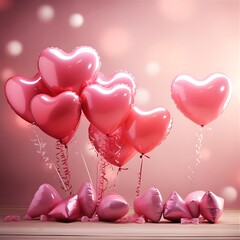 Happy valentines day decoration background with heart shape balloon. Suitable for Valentine's Day and Romantic scene decoration.