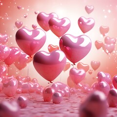 Happy valentines day decoration background with heart shape balloon. Suitable for Valentine's Day and Romantic scene decoration.