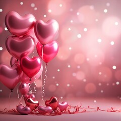 Happy valentines day decoration background with heart shape balloon. Suitable for Valentine's Day and Romantic scene decoration.