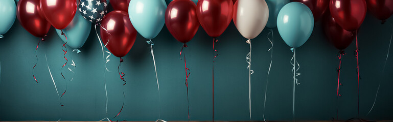 Balloon rad and blue celebration usa. America theme - obrazy, fototapety, plakaty