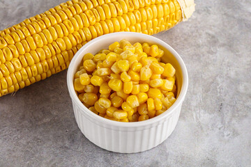 Marinated corn in the bowl