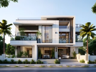 Modern house exterior color white AI generated