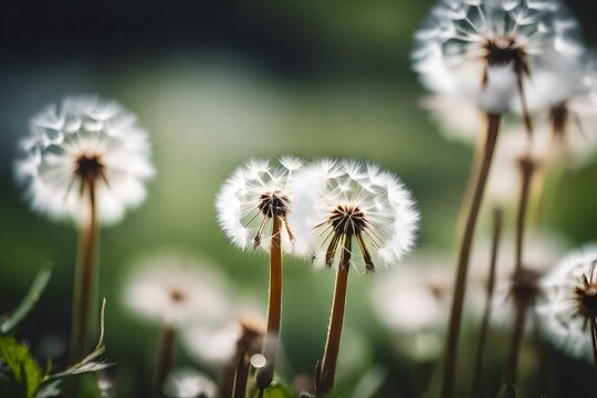 Photographing a white dandelion in close-up