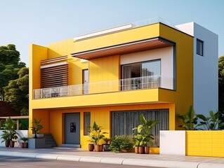 Modern house exterior color yellow AI generated