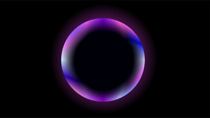 Ethereal 3D bubble circle frame with black copy space background