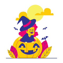 Hallowen characters activity collection hand drawn flat illustration