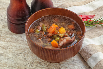 Soup with lentil and chicken