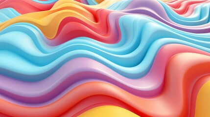 Vibrant Waves of Color Dance in a Bright Abstract Symphony of Pastel Tones and Shapes