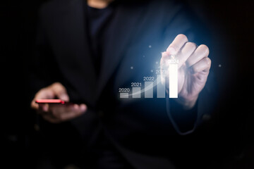 Goal and target of business in new year 2024. Planning, opportunity, challenge and business strategy in new year 2024. Development to success and motivation. New idea for new business start up. 