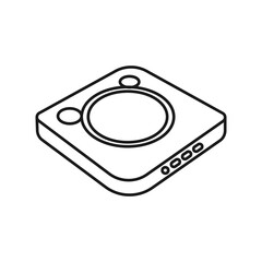 Mini pc. Small computer device . Classic vector line design

