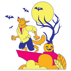 Halloween characters activity collection hand drawn flat illustration with outline