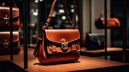 Shop style elegance female store stylish sale fashionable luxury bag leather accessory. Generative AI