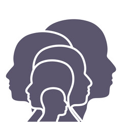 Human head silhouette. Schizophrenia and split personality disorder and mental health psychiatric disease concept. Mental health. Overlay heads.