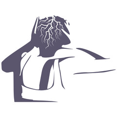 Unhappy woman thinking about problems. Upset girl feeling lonely and sad, psychological and mental troubles. Suffering from bad relationship or break up. An electric lightning bolt strike in the head.