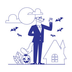 Halloween characters activity collection hand drawn outline version illustration