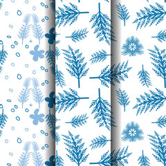 Vector illustration set of winter patterns. Cute Winter hand drawn patterns set for your decoration, vector illustration. 