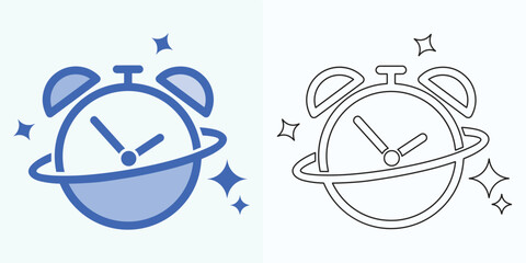 New style Analog clock flat vector icon. Symbol of time management, chronometer with hour, minute, and second arrow.clock icons. Clock, time Simple illustration isolated on a white background.