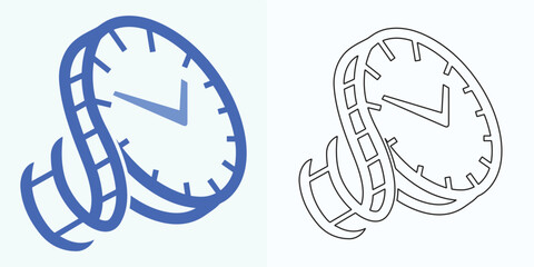 Fototapeta premium New style Analog clock flat vector icon. Symbol of time management, chronometer with hour, minute, and second arrow.clock icons. Clock, time Simple illustration isolated on a white background.