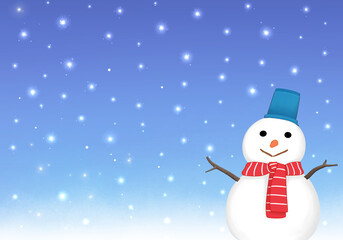 雪だるまの背景素材　雪景色　冬景色　キラキラ