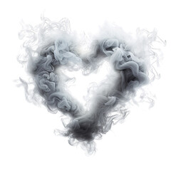 Heart Shape Made of Smoke Isolated on Transparent or White Background, PNG