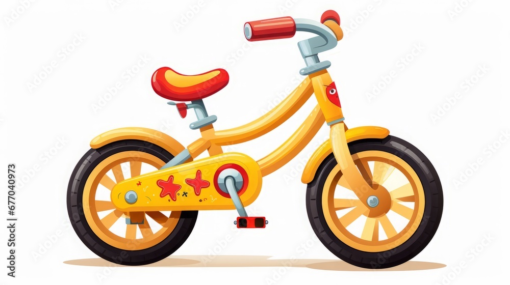 Poster cartoon bicycle on white background isolated.