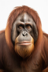 Orangutan sumatra borneo isolated on a white background created with Generative AI Technology 