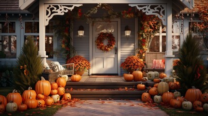 Obraz premium halloween pumpkins in a garden