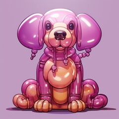 Naklejka premium A Majestic Pink Dog Perched on a Vibrant Purple Floor