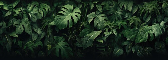 A Lush Tapestry of Vibrant Green Leaves Against a Dark Abyss